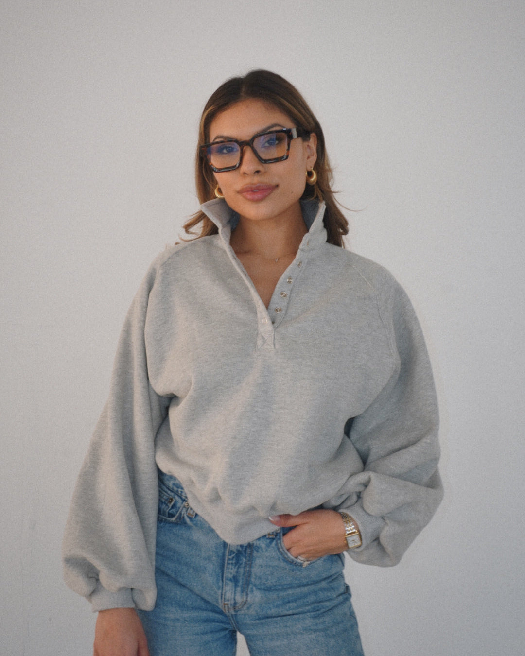 Erin Button Sweater | Grey