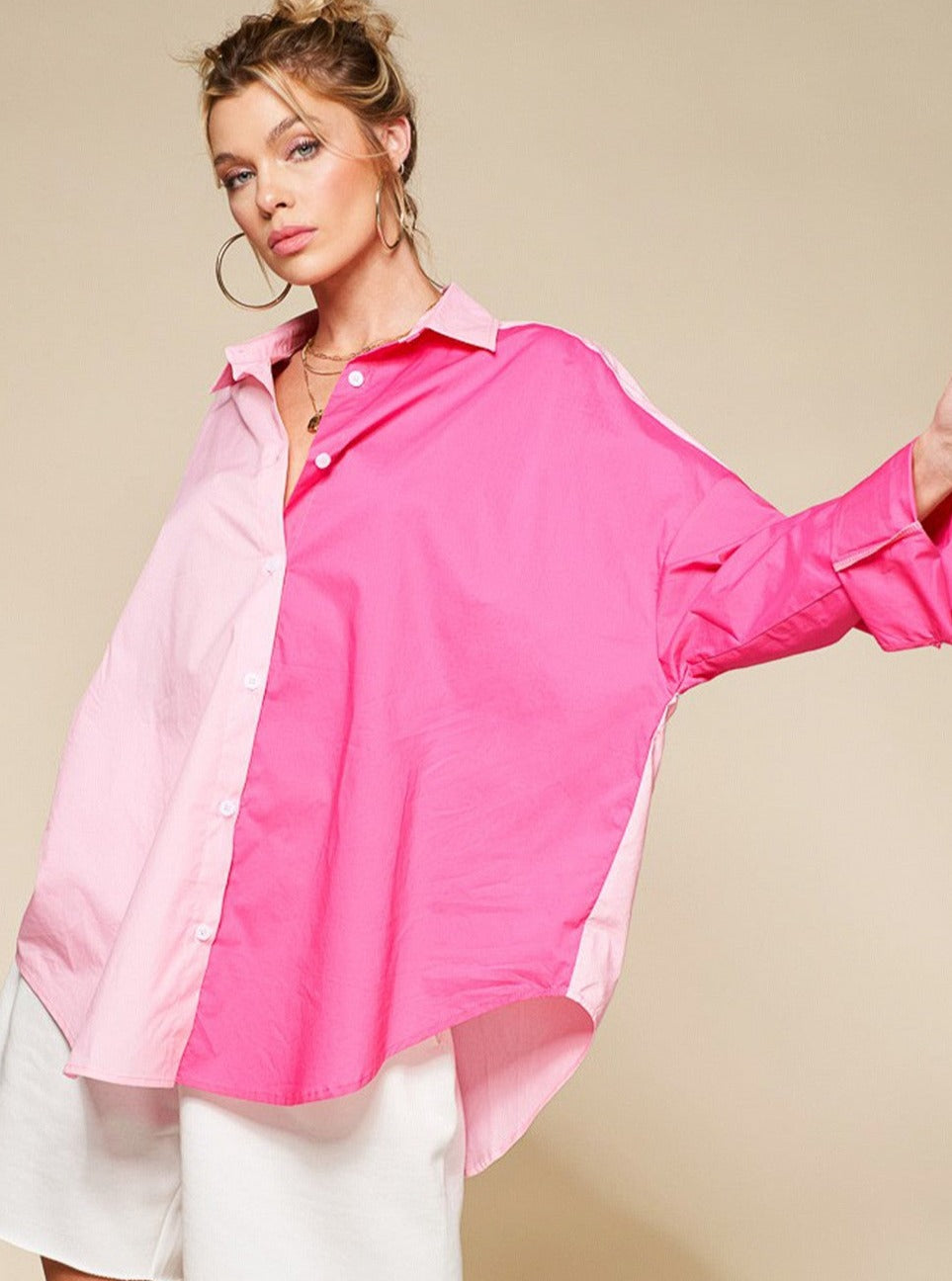 Fay Button Up | Pink