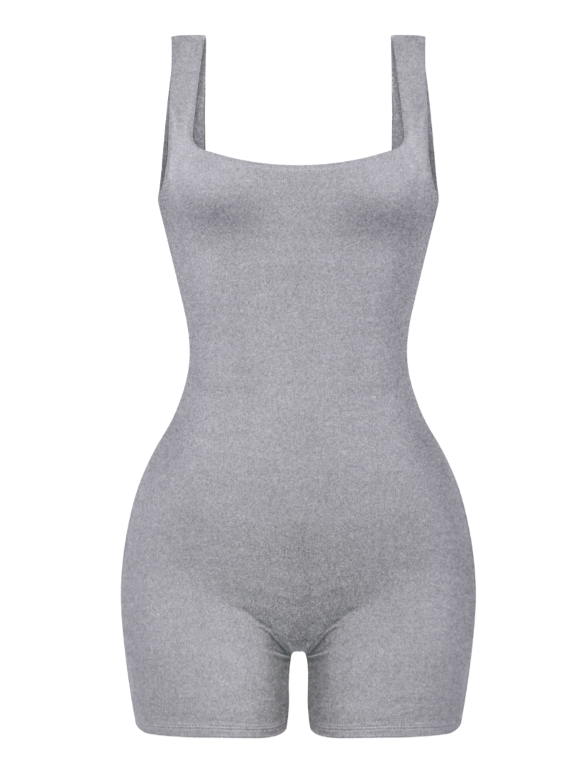 Julie Open Back Unitard | Grey