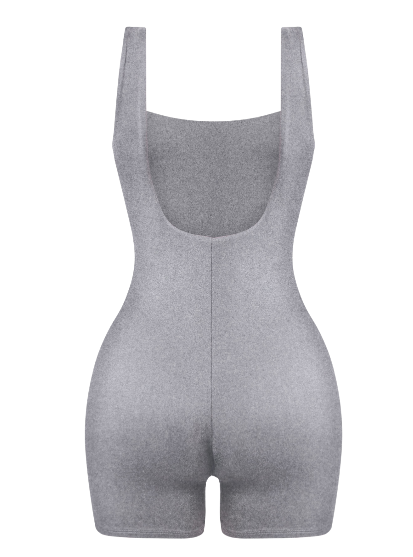 Julie Open Back Unitard | Grey