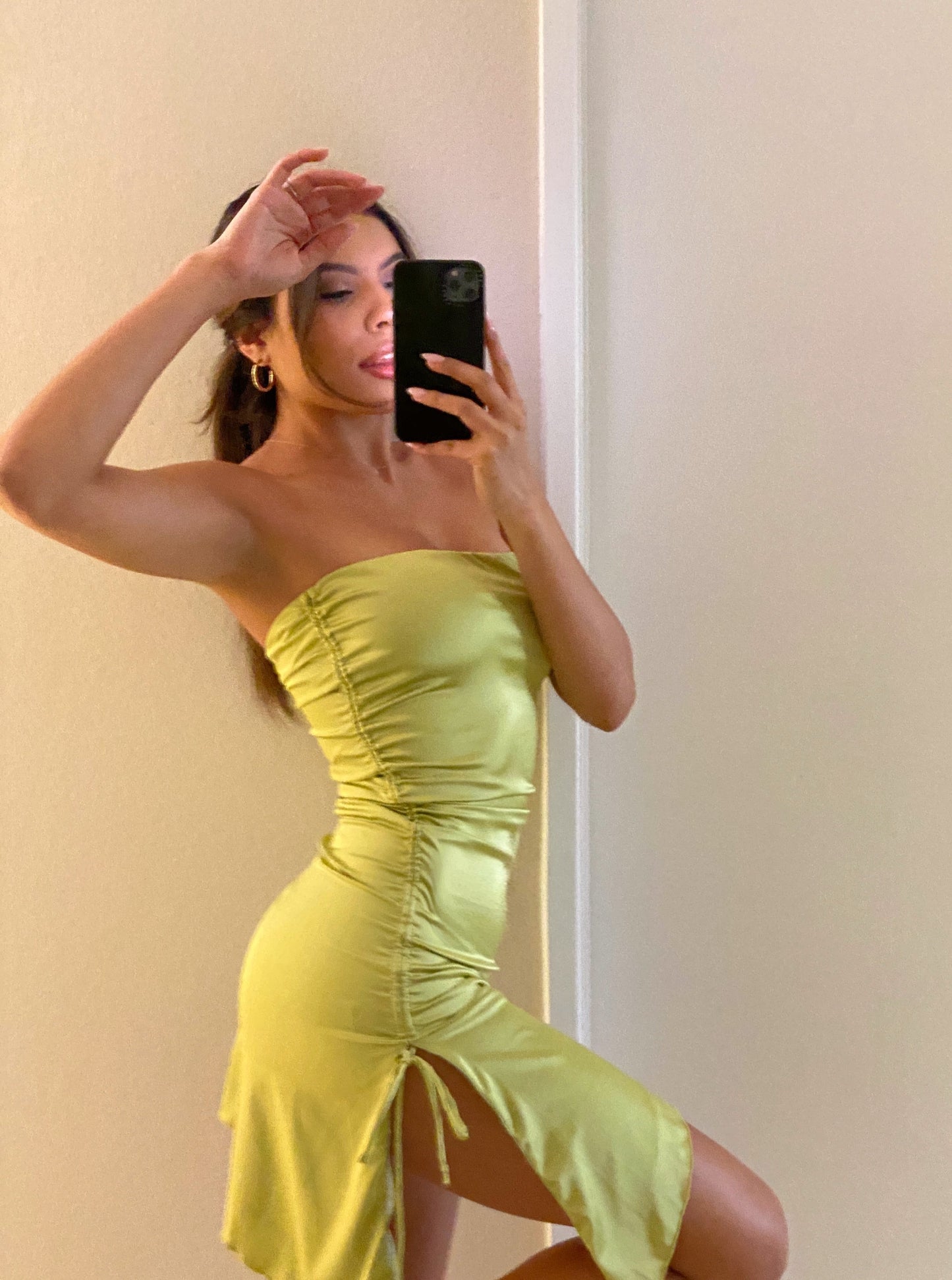 Nicole Satin Dress | Sage