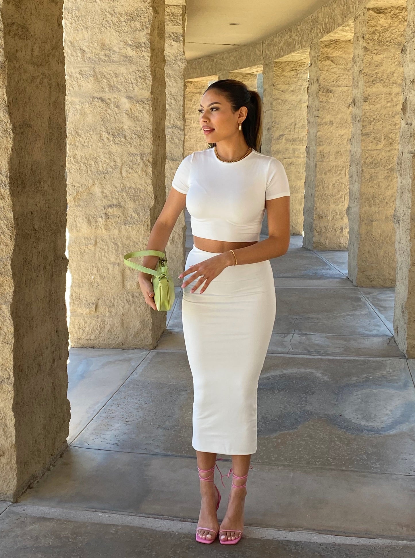 Claudia Short Sleeve Maxi Set | White