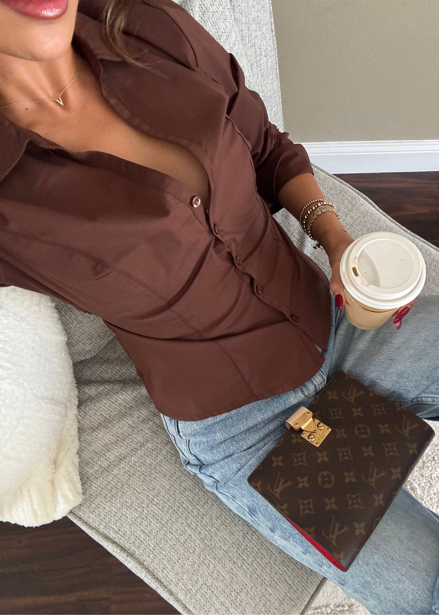 Stassie Button Up Top | Brown