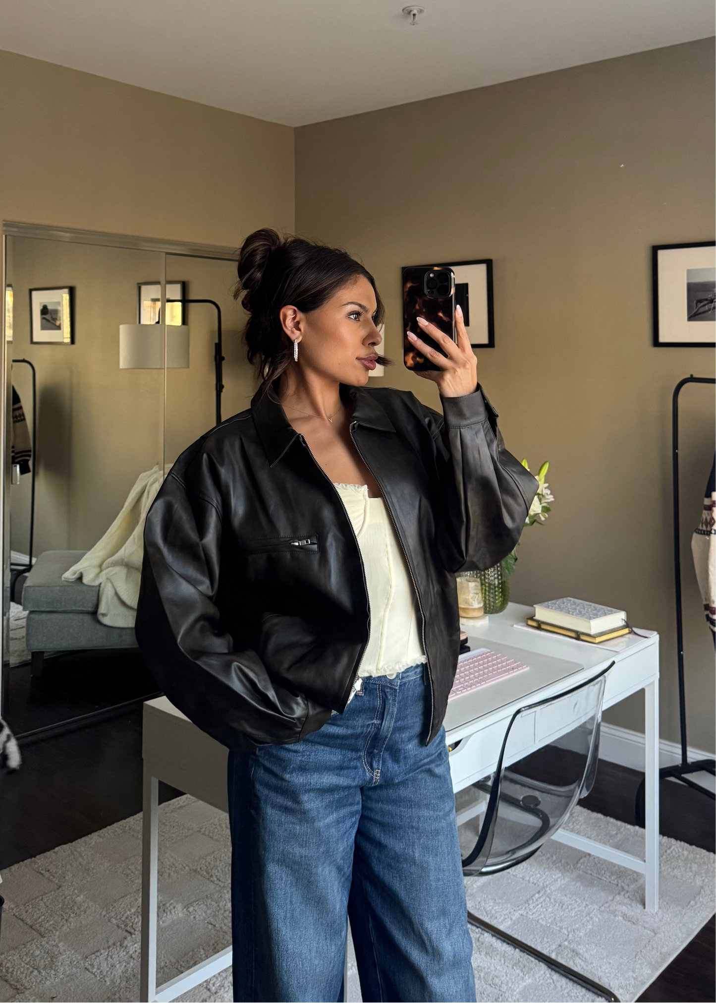 Giana Oversized Leather Jacket