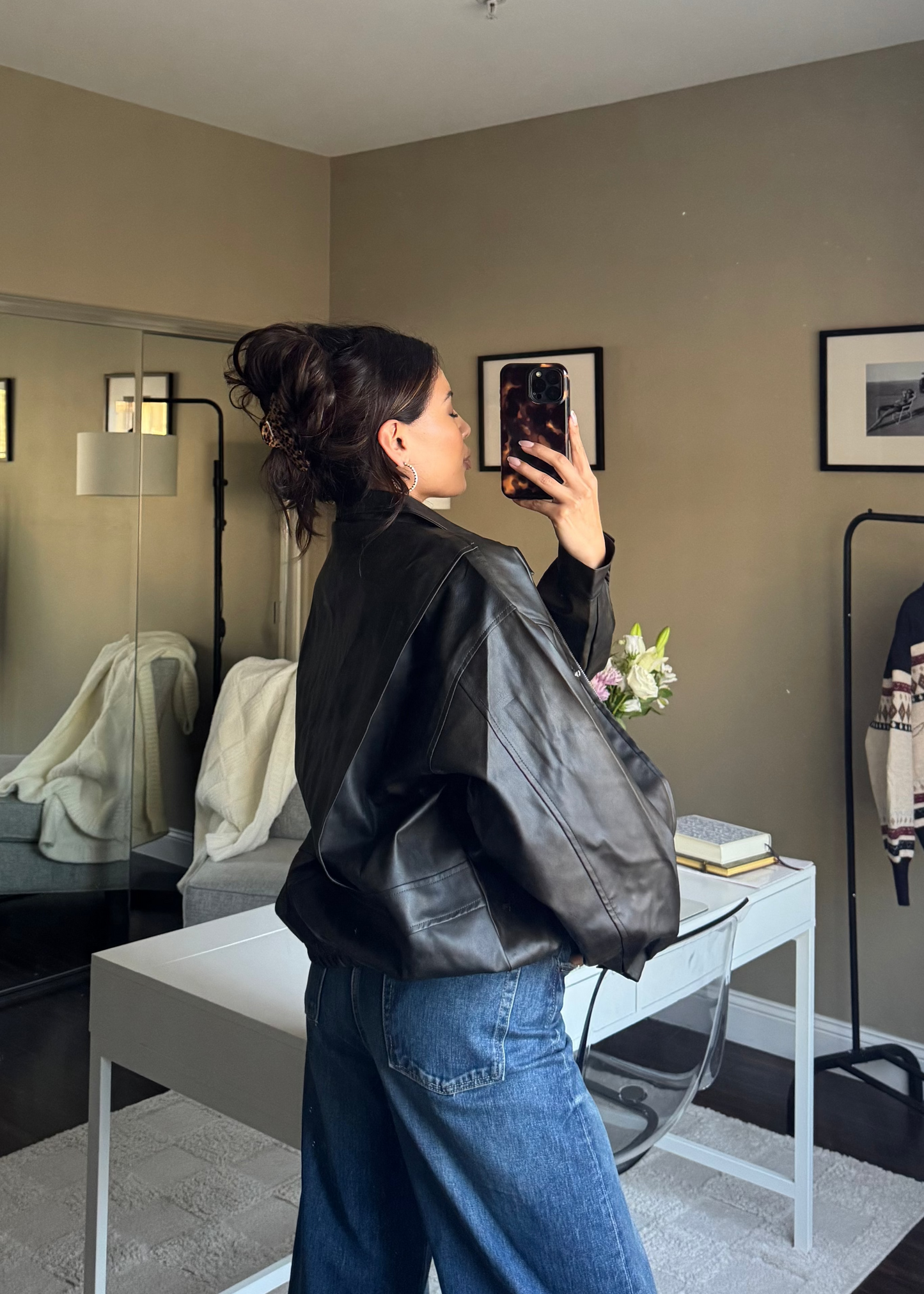 Giana Oversized Leather Jacket