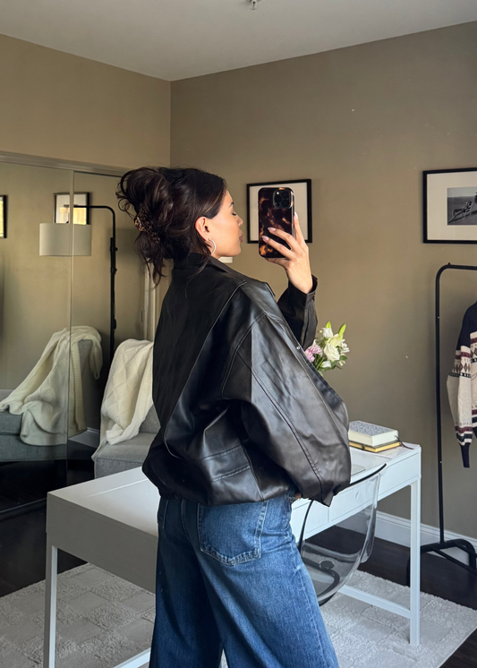 Giana Oversized Leather Jacket