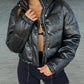 V-Lo Leather Puffer | Black
